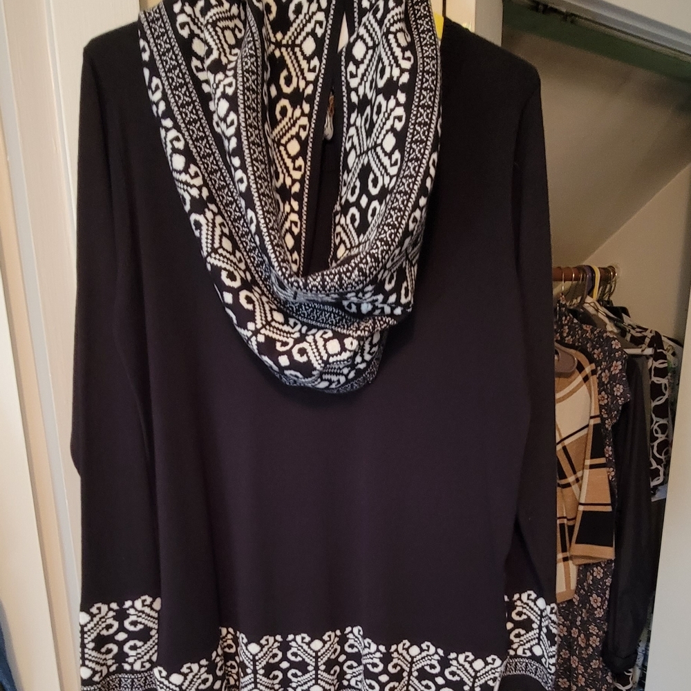 Sweater with cowl scarf